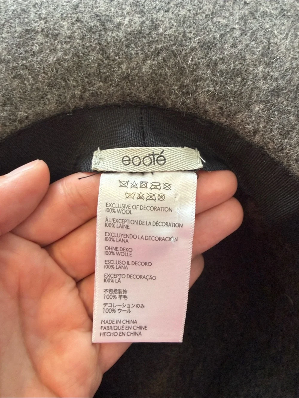 Ecoté Wool Fedora Gray Charcoal